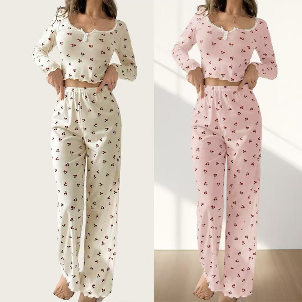 Womens Cherry Print Sleepwear Set