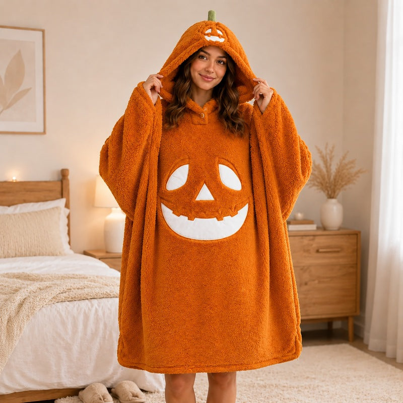 Women's Pumpkin Print Fleece Sleepwear