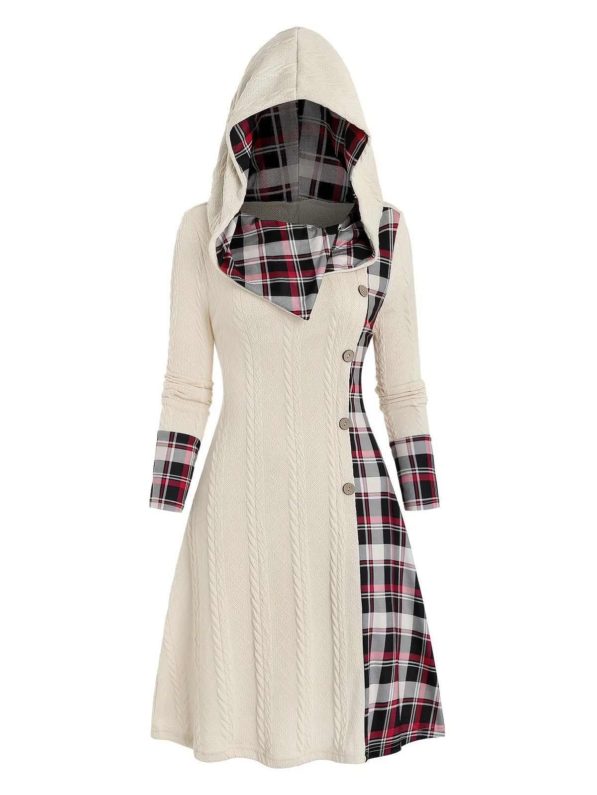 PlaidMuse Hooded Dress