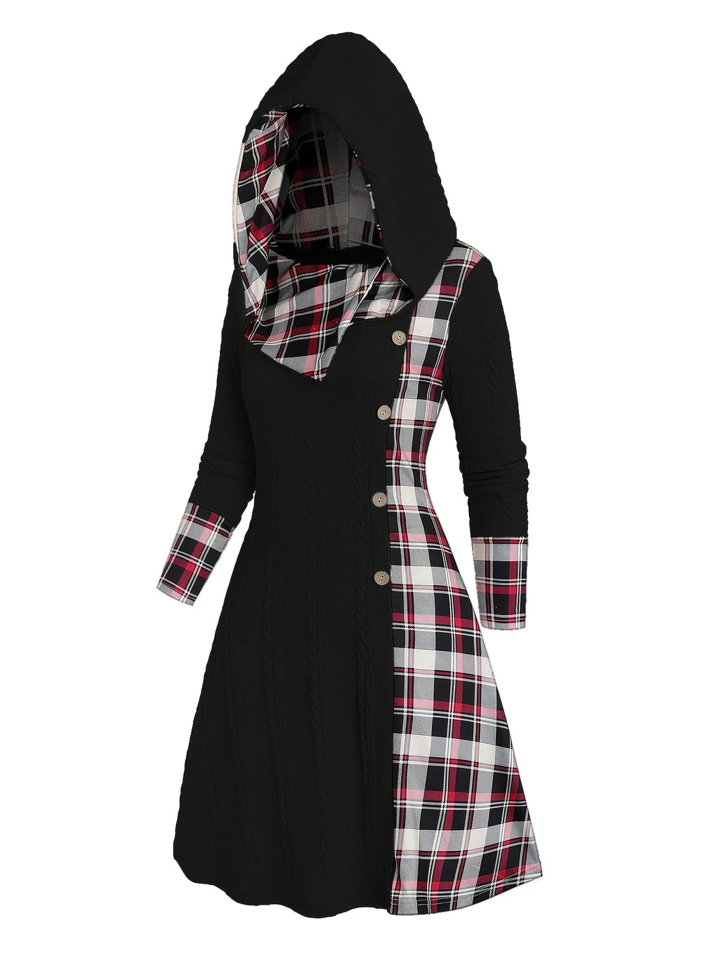 PlaidMuse Hooded Dress