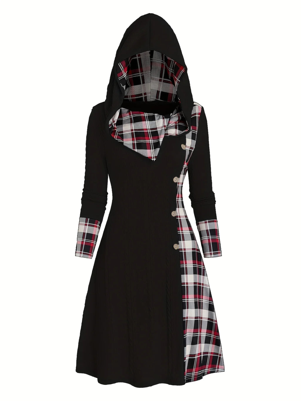 PlaidMuse Hooded Dress