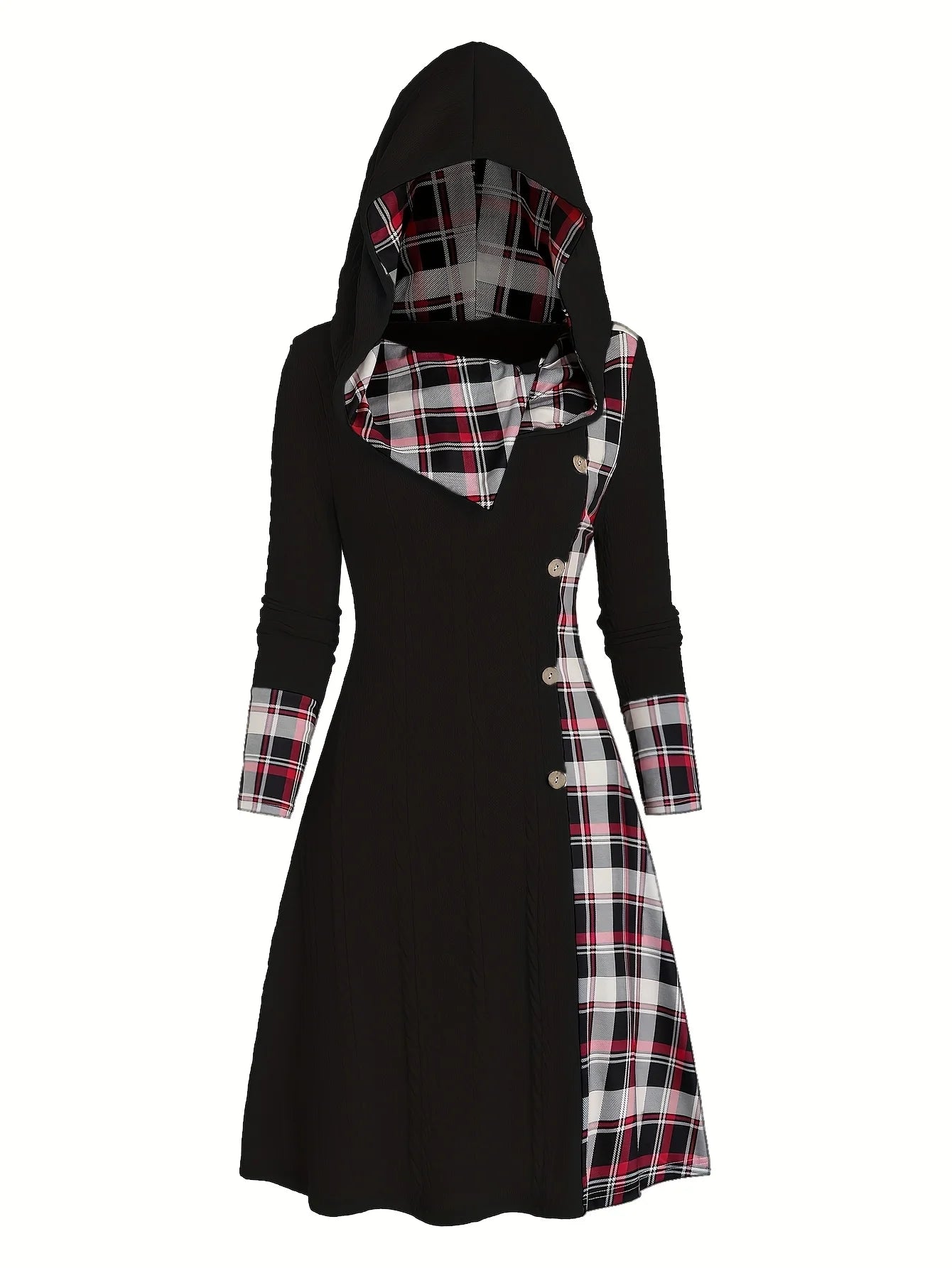 PlaidMuse Hooded Dress
