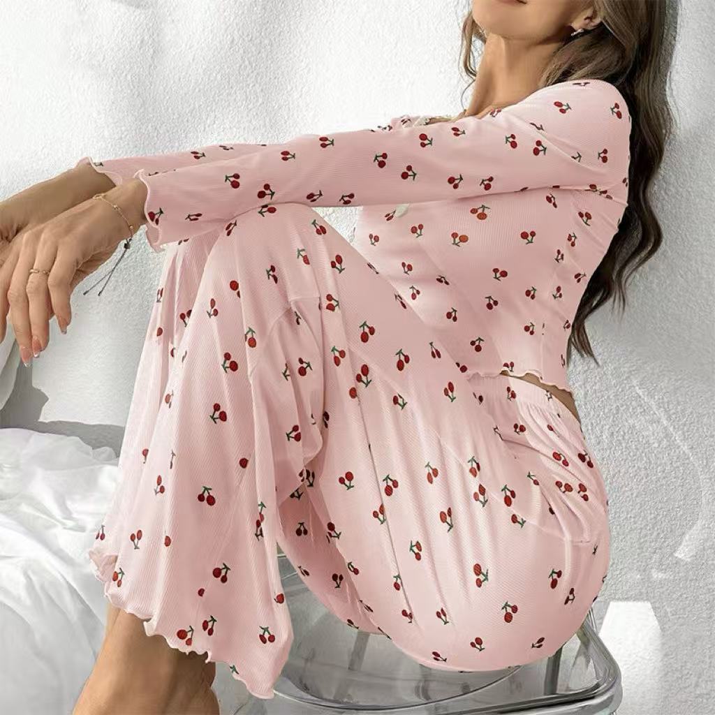 Womens Cherry Print Sleepwear Set